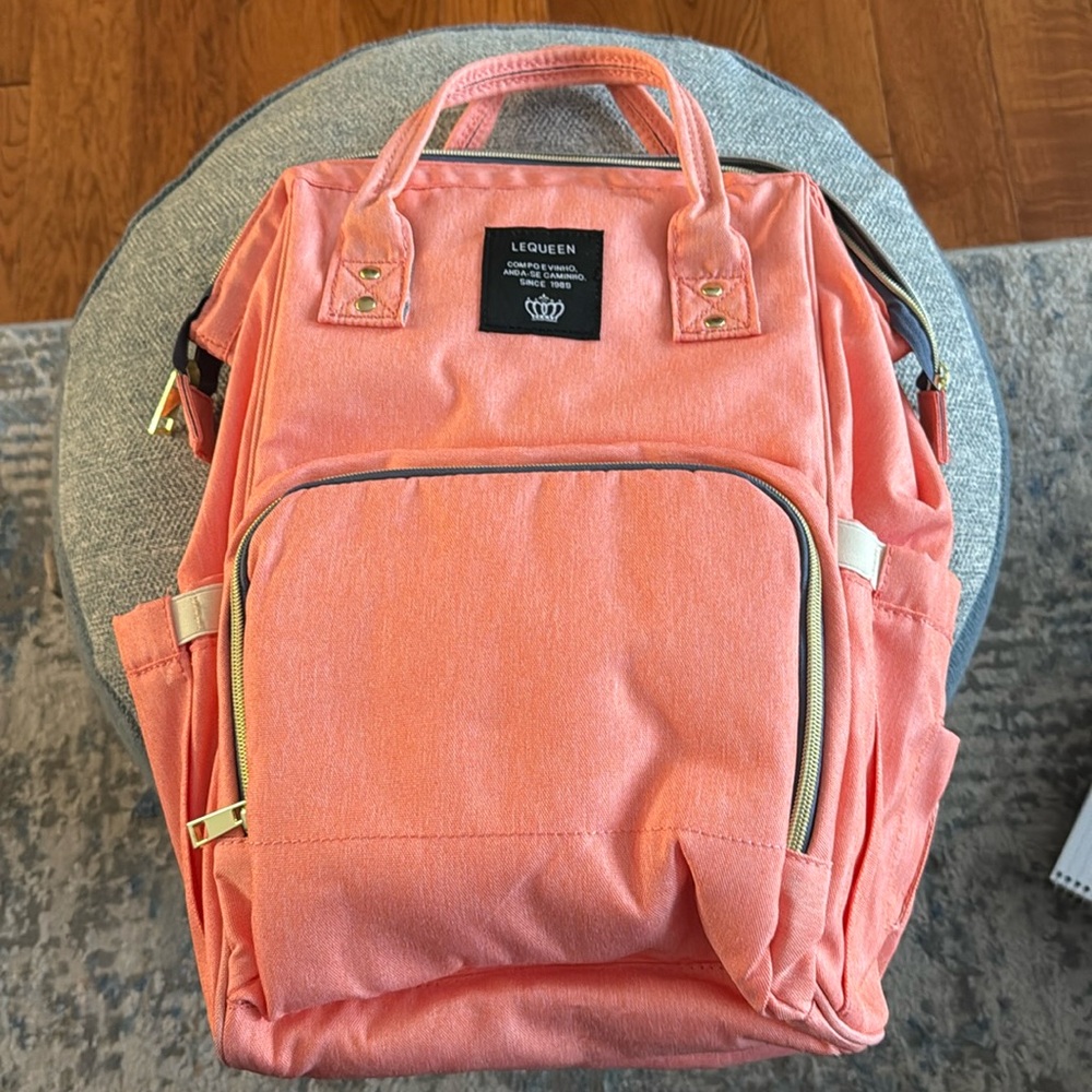 LeQueen Peach Diaper Mommy Backpack